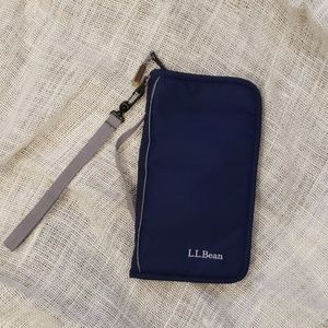 L.L. Bean Nylon Zippered Document Wallet-Navy/Gray